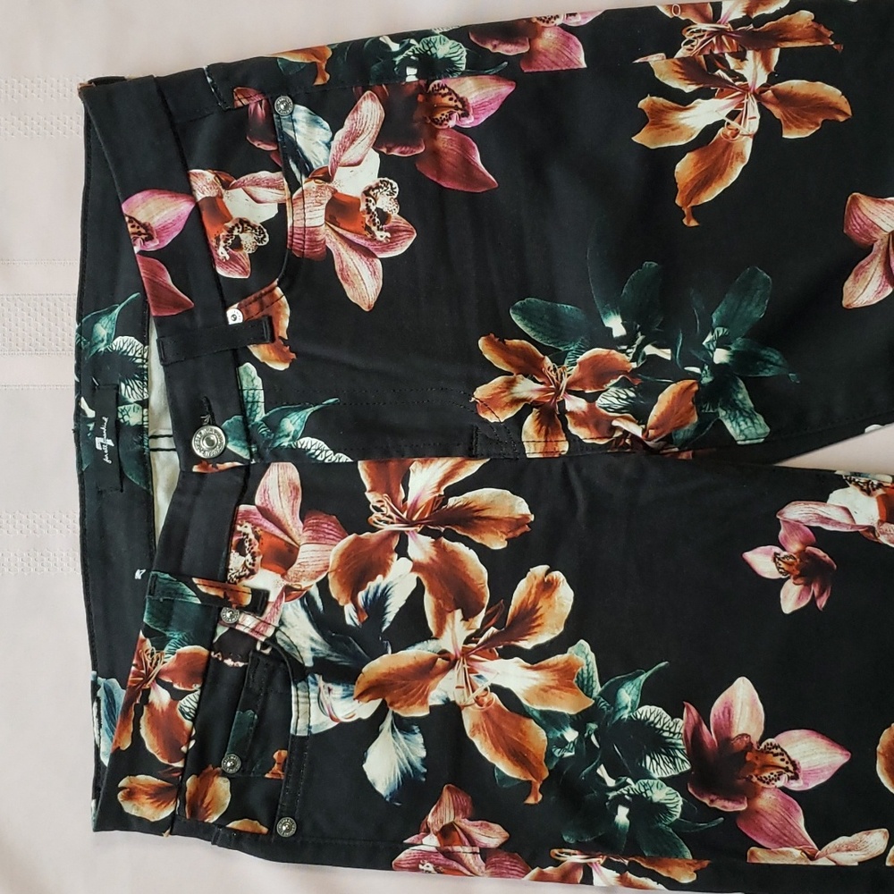 7 Seven for all mankind floral tropical flower black jeans